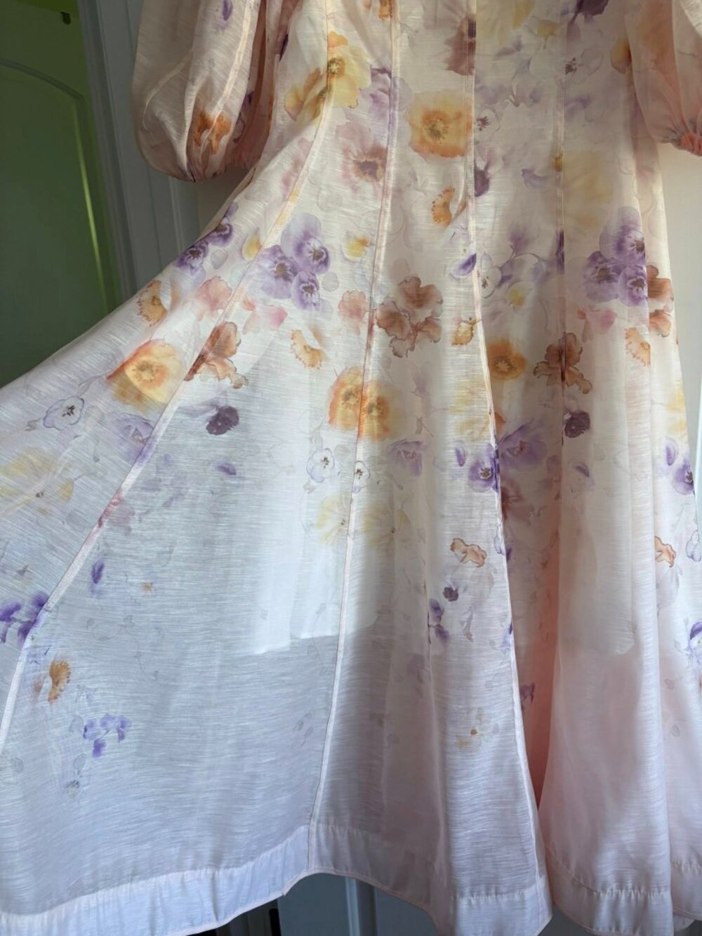 Summer Invite Apricot Floral Print Puff Sleeve Maxi Dress - Picture 6 of 8